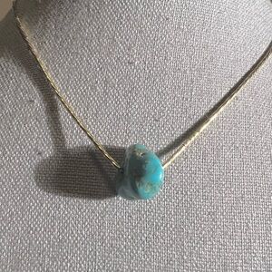 Genuine Turquoise Nugget and Liquid Gold Filled Necklace